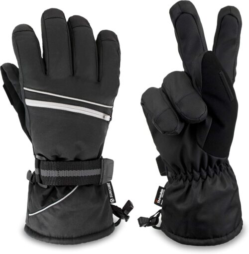 SUN CUBE Ski Gloves Men Women, Waterproof Thermal Winter Snow Gloves, Windproof 3M Thinsulate Snowboarding Snowmobile Skiing, Insulated Warmers Zipper Pocket Cold Weather Outdoor Snowboard