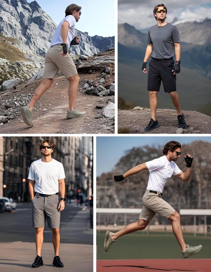 Mens Hiking Shorts Water Resistant Quick Dry Lightweight Breathable Cargo Shorts with Zipper Pockets & Belt - Image 6