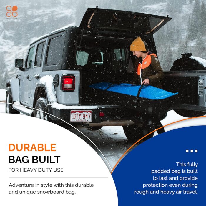 EQ SPORT Snowboard Bag with Wheels - Fully Padded & Waterproof Rolling Snowboard Bag for Air Travel, Boot Bag Included - Fits 2 Boards - Heavy-Duty YKK Zippers - Storage for Snow Gears - Image 3