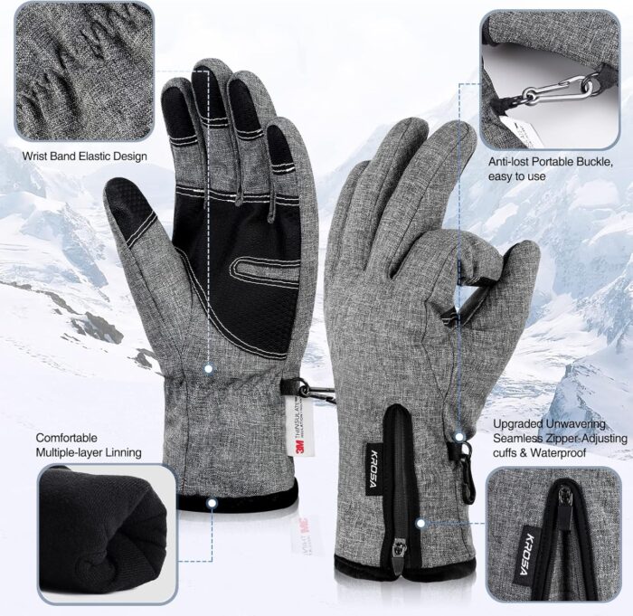 -10℉ Winter Gloves Men Women & Kids, 5-Layer Waterproof Gloves for Cold Weather, Snow Ski Gloves with 10 Touchscreen Fingers - Image 5