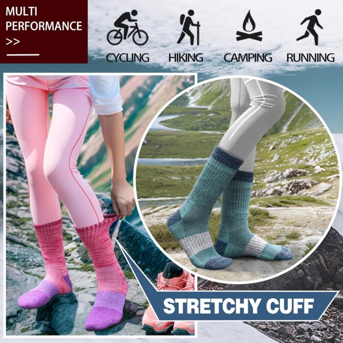 Anlisim Merino Wool Hiking Socks for Women Thermal Winter Warm Boot Work Cushion Socks 5 Pairs - Image 5