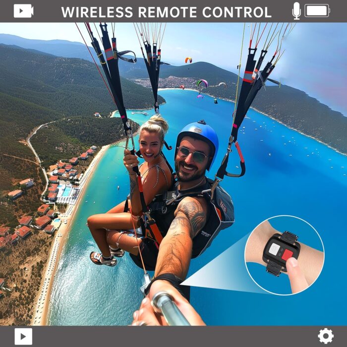 4K60FPS 30MP Action Camera with Front LCD and Touch Rear Screens, Underwater Camera with 64GB Memory Card, 132FT Waterproof Camera, EIS, 5X Zoom, WiFi Remote Control（Black） - Image 7