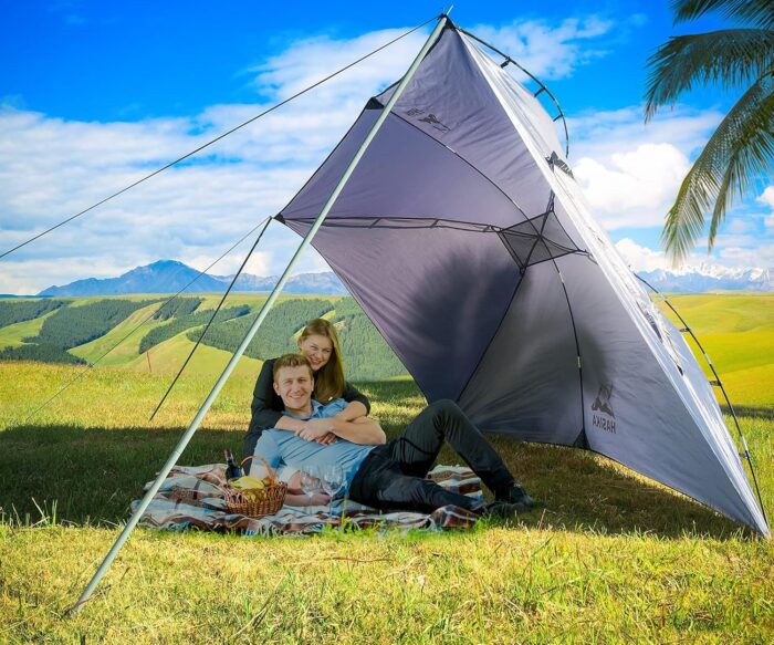 Versatility Camping Tent for Truck Bed,SUV RVing, Van,Trailer and Overlanding Portable Teardrop Awning Canopy Tear Resistant Tarp with 2 Sandbag - Image 7