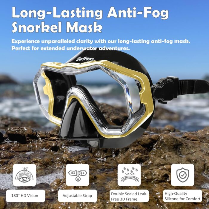 Snorkeling Gear Set - Adjustable Short Fins, Anti-Fog Mask, 3-Piece Dry Top Snorkel, Travel Size with Gear Bag for Adults, Men, Women, Swimming, Diving, Snorkeling - Image 3