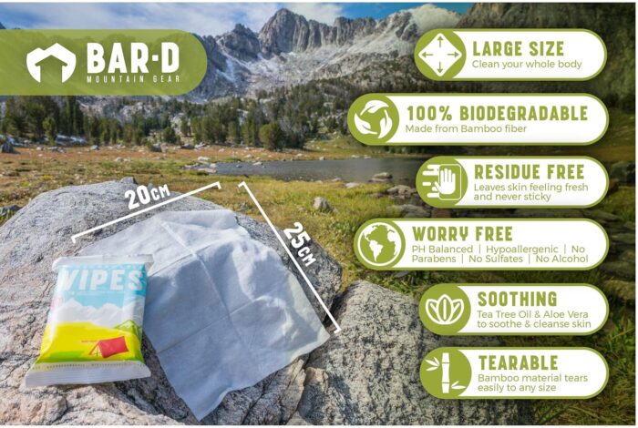 Bar-D Biodegradable Body Wipes with Tea Tree Oil & Aloe Vera - Refreshing Shower Wipes Great for Camping, Hiking, Post Workout and Travel (3-Pack, 10 Wipes/Pack) - Image 6