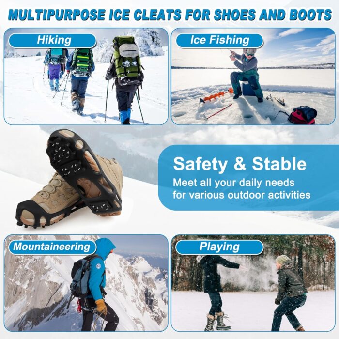 Ice Snow Traction Cleats Crampons Anti-Slip Snow Shoes Cleats Walking on Snow Ice Winter Walking Boots Cleats for Men Women - Image 5