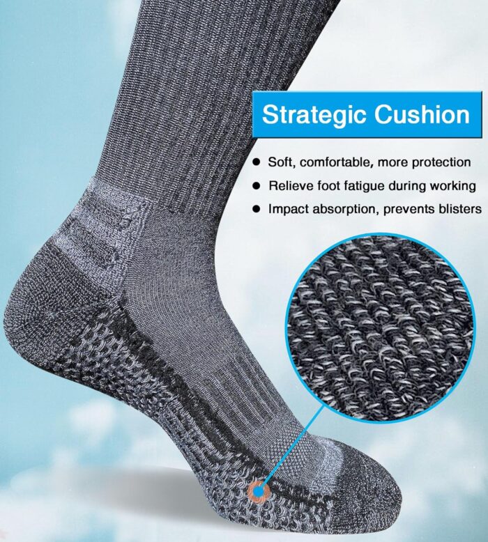 Men's Crew Work Boot Socks Thick Cushioned Moisture Wicking Hiking Sock 4 Pairs - Image 2