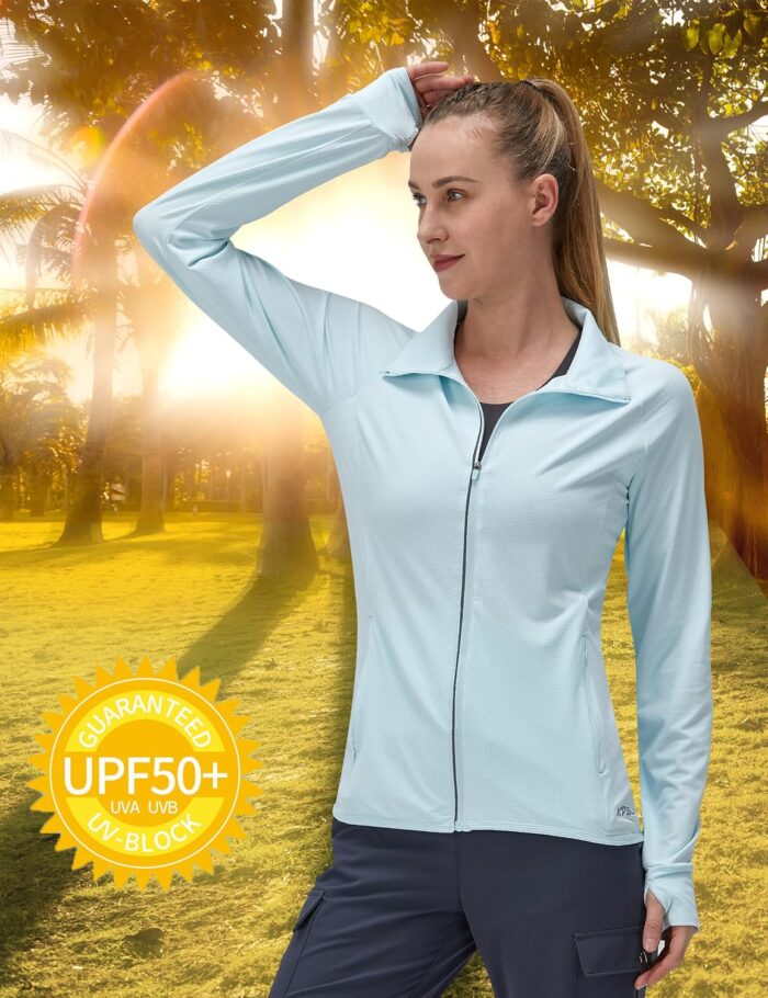Women's UPF 50+ UV Sun Protection Clothing Long Sleeve Athletic Hiking Shirts Lightweight SPF Zip Up Outdoor Jacket - Image 4