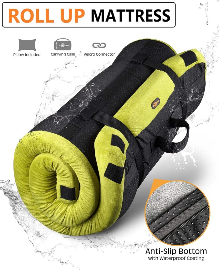 3 Inch GAIALOOP Thick Memory Foam Camping Mattress Sleeping Pad [Car/Tent/Cot] Glamping Portable Floor Mat Roll Up Futon Mattress for Guests Sleepover - Image 8