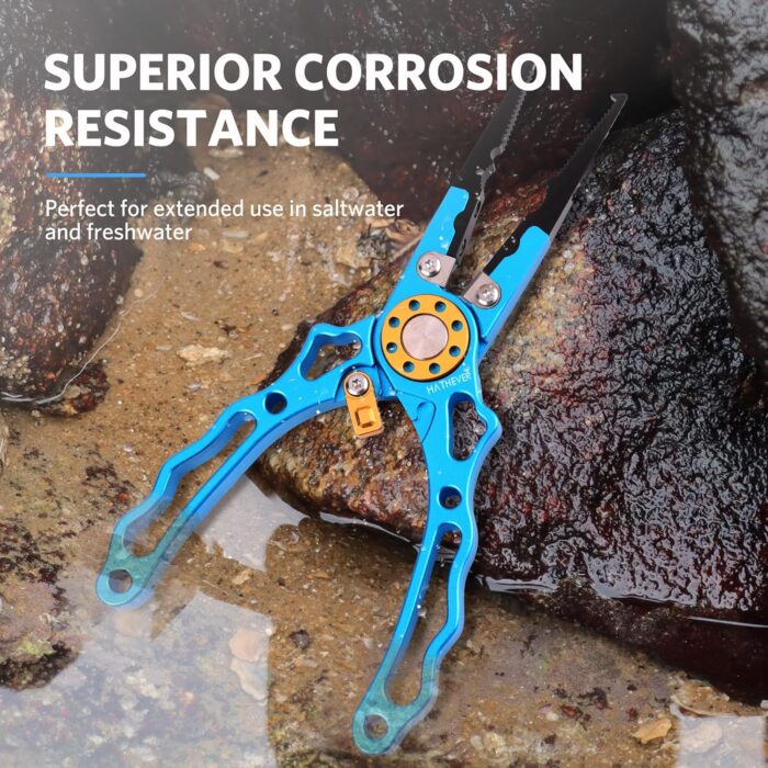Fishing Pliers Saltwater, Split Ring Pliers Hook Remover with Safety Lock, Fishing Tools with Sheath and Lanyard, Fishing Gifts for Men - Image 5