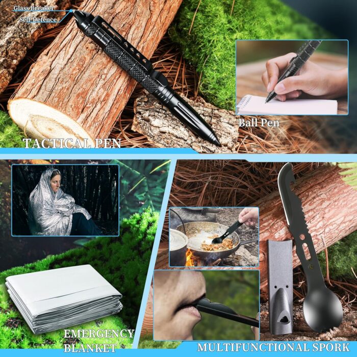 Survival Kits 37 in 1, Gifts for Men Dad Husband Valentine's Day, Emergency Survival Gear and Equipment, Camping Hiking Outdoor Adventure Cool Gadgets, Stocking Stuffers - Image 6