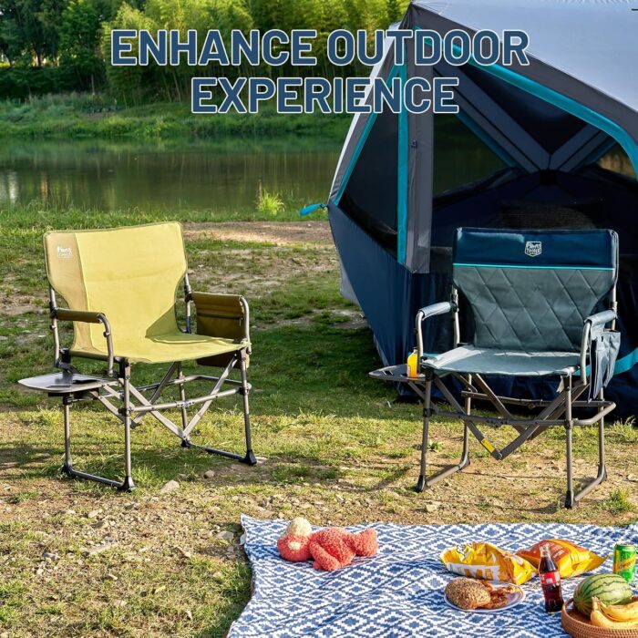 TIMBER RIDGE Aluminum Camping Directors Chair with Side Table Pocket, Portable Folding Heavy Duty Lawn Chair for Fishing Trip Picnic Concert Outdoor 400lbs, Navy 2 Pack - Image 8