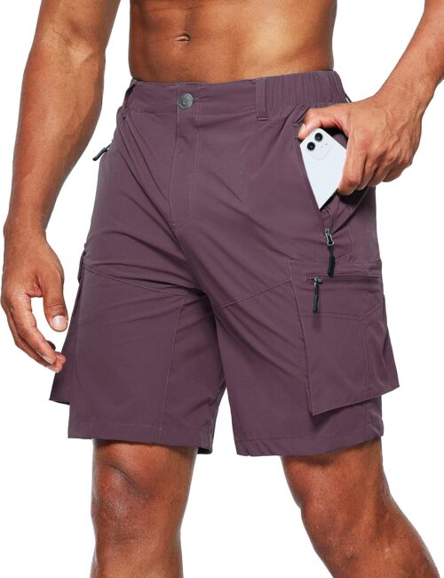 Pudolla Men's Hiking Cargo Shorts Quick Dry Outdoor Travel Shorts for Men with Multi Pocket for Fishing Camping Casual