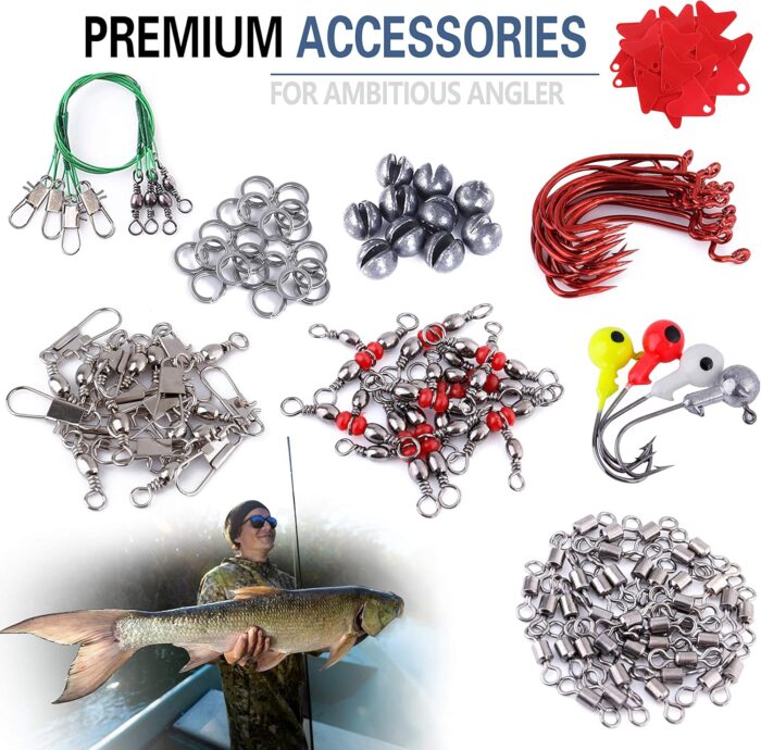 PLUSINNO Fishing Lures Baits Tackle Including Crankbaits, Spinnerbaits, Plastic Worms, Jigs, Topwater Lures, Tackle Box and More Fishing Gear Lures Kit Set, 102/302Pcs Fishing Lure Tackle - Image 7