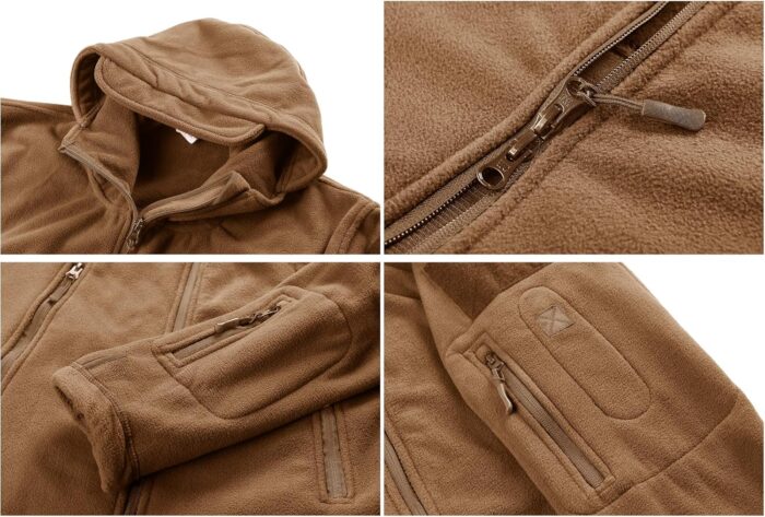 CRYSULLY Men's Military Tactical Sport Warm Fleece Hooded Outdoor Adventure Jacket Coats - Image 6
