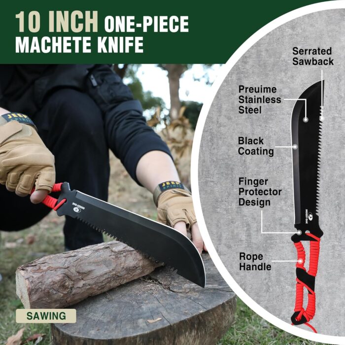 Mossy Oak Hatchet and Machete Knife Set with Sheath, One-Piece Axe & Hunting Knives with Paracord Handle, Zoomable Flashlight, Many Other Tools, Ideal Gift for Men Who Likes Hunting Outdoor Adventure - Image 5