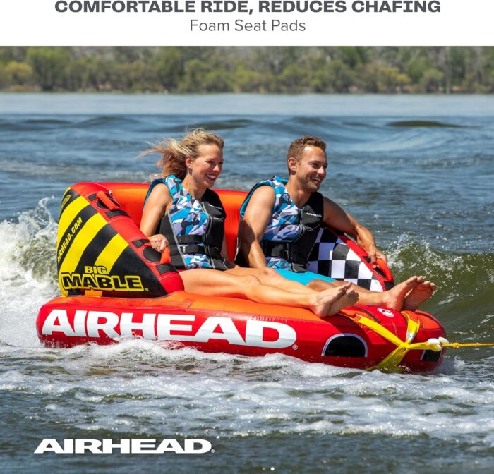 Airhead Mable Inflatable Towable Tube, 1-4 Rider Models, Dual Tow Points, Full Nylon Cover, EVA Foam Pads, Patented Speed Valve, Boat Tubes and Towables - Image 5