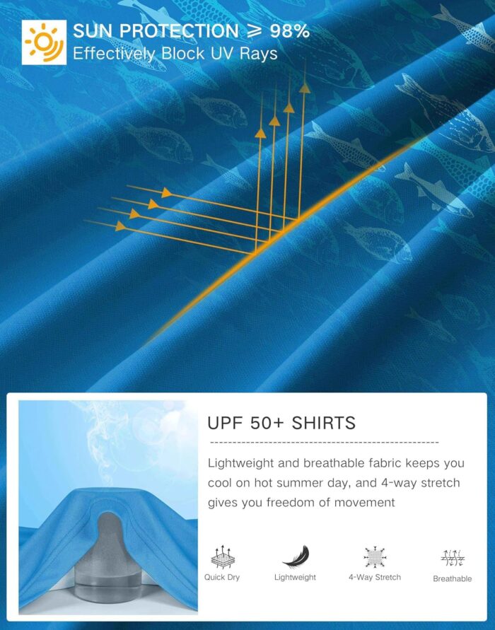 Pudolla Men's Sun Protection Hoodie Shirts UPF 50+ Rash Guard SPF Long Sleeve Fishing Shirt for Men Swim Hiking Boating - Image 4