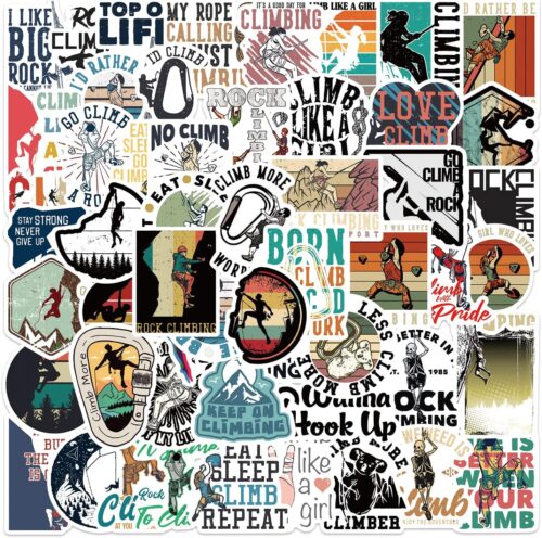 54 PCS Rock Climbing Stickers,Outdoor Extreme Sports Stickers for Water Bottles, Laptops, Suitcases,Skateboards,Car,Perfect Gifts for Climber,Adults,Teens and Kids
