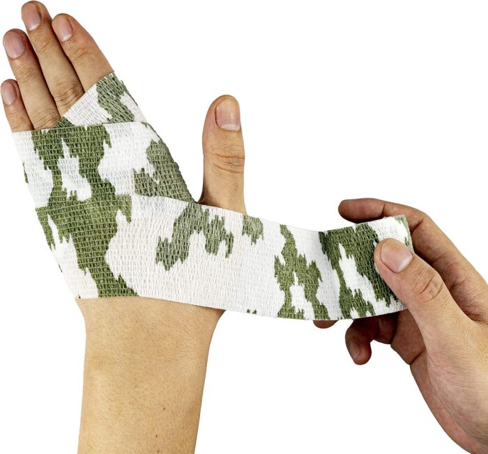 9 Rolls Self Adhesive Wrap Athletic Tape Gauze, Breathable Elastic Cohesive Bandage for Sports Injury & Pet (7 Pcs 2" x 5 Yards + 2 Pcs 1" X 5 Yards) (Snow Camo) - Image 6