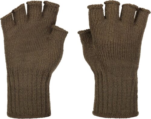 GI Wool Fingerless Gloves, Half Finger Outdoor Tactical Glove Insert for Hunting & Hiking, MADE IN USA