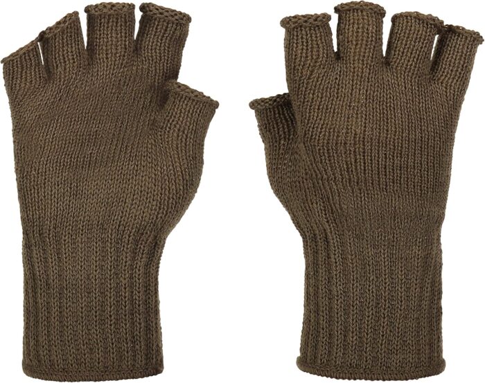 GI Wool Fingerless Gloves, Half Finger Outdoor Tactical Glove Insert for Hunting & Hiking, MADE IN USA