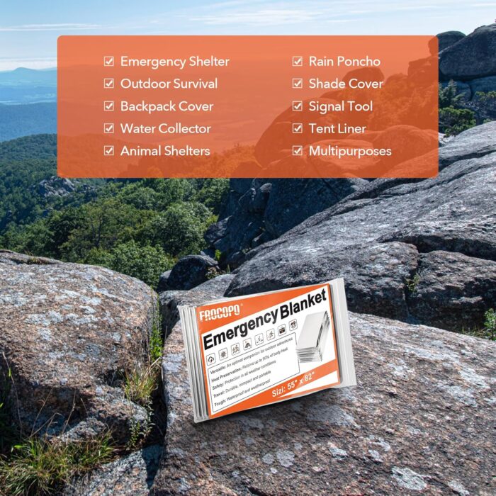 6 Pack Emergency Mylar Blanket, Emergency Blanket Space Blanket Survival Rescue Insulating Reflective foil kit Outdoors Hiking Camping Blanket Perfect for Outdoors, Hiking, Camping Survival - Image 3