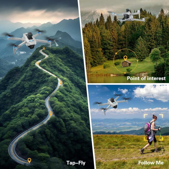 Drone with 4K UHD Camera for Adults,GPS RC Drone Brushless Motor,Upgraded Tablet Screen,Gimbal EIS, Smart FPV Foldable Quadcopter for Beginners, Auto Return, Follow Me, Waypoints, 60 Mins Flight Time,Gift, with Obstacle Avoidance - Image 6