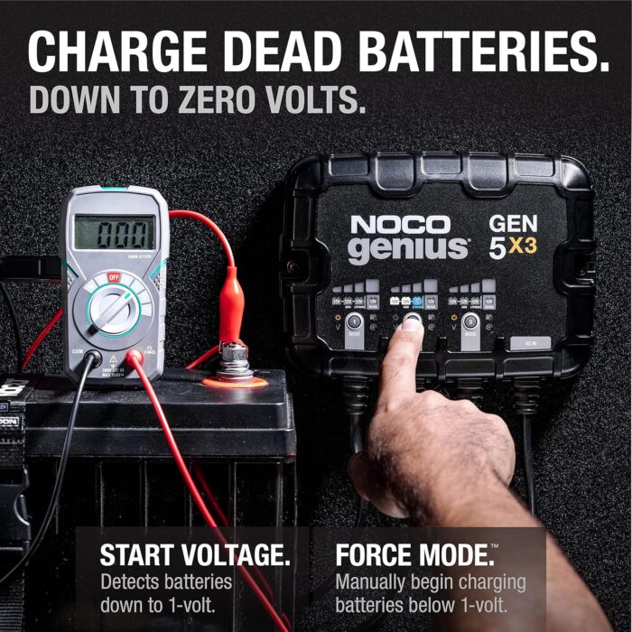 NOCO Genius GEN5X3, 3-Bank, 15A (5A/Bank) Smart Marine Battery Charger, 12V Waterproof Onboard Boat Charger, Battery Maintainer and Desulfator for AGM, Lithium (LiFePO4) and Deep-Cycle Batteries - Image 5