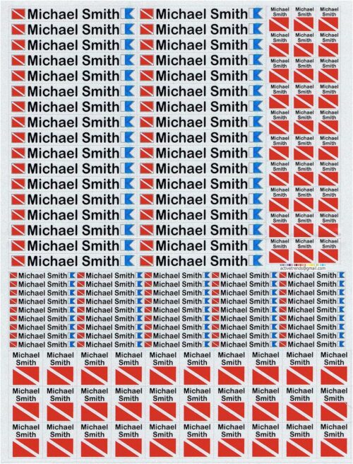 Personalized Waterproof 3M Sticker Labels for Scuba Diving Gear, Boating Gear, Fishing Gear, Kayak Gear and Camping Gear