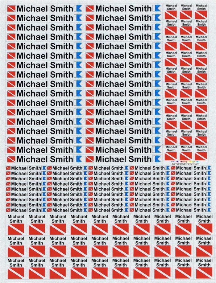 Personalized Waterproof 3M Sticker Labels for Scuba Diving Gear, Boating Gear, Fishing Gear, Kayak Gear and Camping Gear