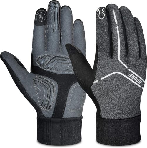 Souke Sports Winter Cycling Gloves Men Women, Touch Screen Padded Bike Glove Water Resistant Windproof Warm Anti-Slip for Running, Biking, Workout
