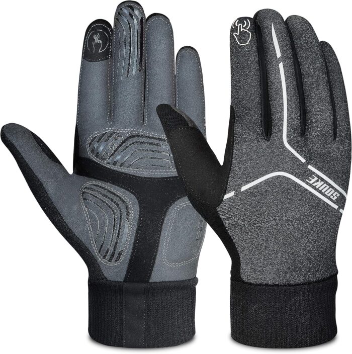 Souke Sports Winter Cycling Gloves Men Women, Touch Screen Padded Bike Glove Water Resistant Windproof Warm Anti-Slip for Running, Biking, Workout
