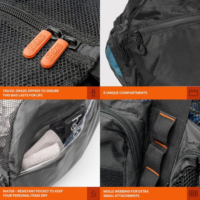 Fitdom 90L Large Mesh Duffle Bag for Scuba Dive or Snorkel Equipment. Best for Water Sports & Beach Activities like Swimming, Diving & Snorkeling. Perfect for Travel, Storage Swim Gym Gears & Balls - Image 5