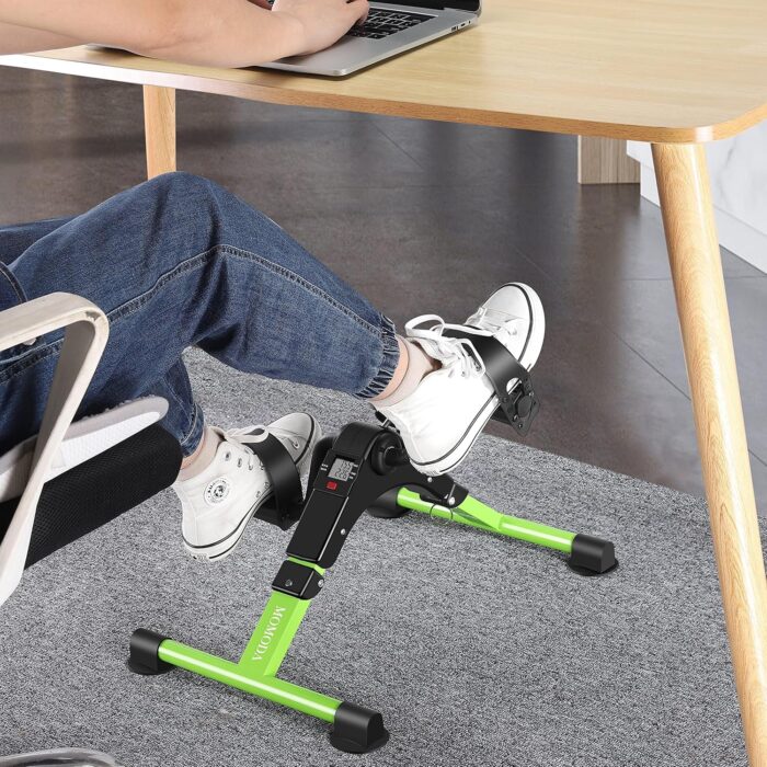 Pedal Exerciser Desk Exercise Bike Leg and Arm Bike with LCD Monitor Foldable (black/green) - Image 9