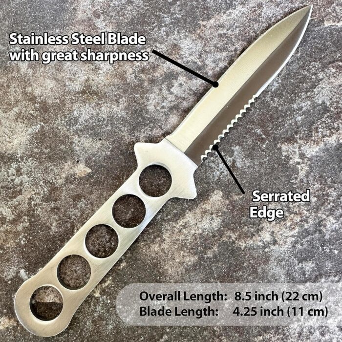 Dive Knife – 9" Scuba Diving Knife with Sheath and Leg Strap – Thigh Knife – Stainless Steel Fixed Blade Knife – Hunting Knives – Survival and Camping Gear - Image 3