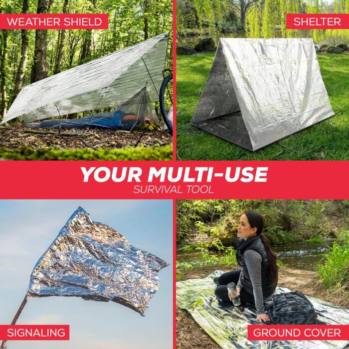 Mart Cobra Emergency Blanket 100-Pack | Reflective Thermal Blanket | Survival Gear | Lightweight Mylar Blankets | Retains 90% Body Heat | Essential for Camping, First Aid, Homeless Care Package Bulk - Image 5
