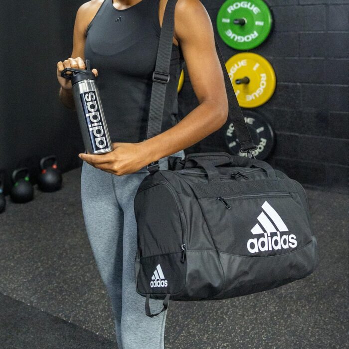 adidas Unisex Defender 4.0 Gym Duffel Bag for Men and Women, Black/White, Medium (66L) - Image 5